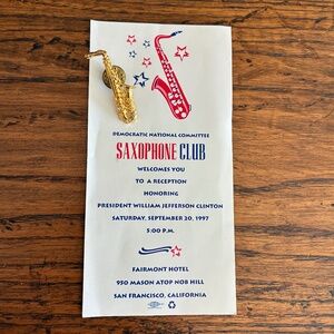 1997 Clinton Saxophone Club Lapel Pin